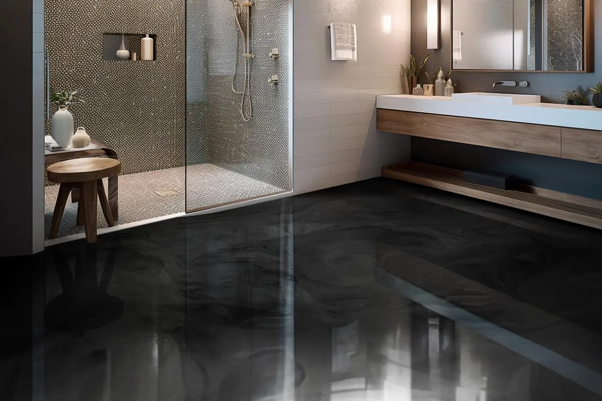 satin grey EP varnish bathroom